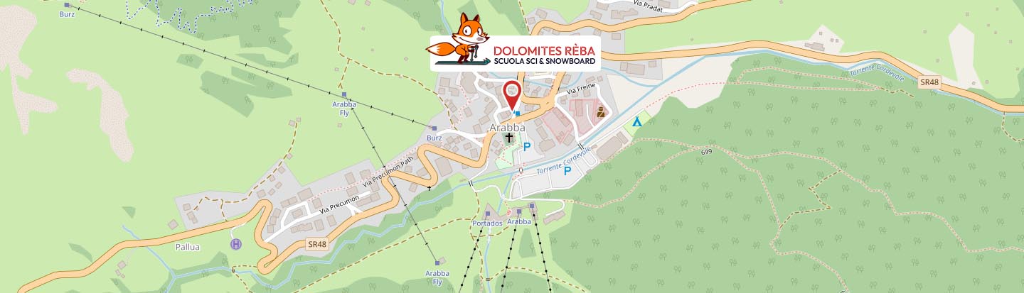 Location of the Ski and Snowboardschool in Arabba